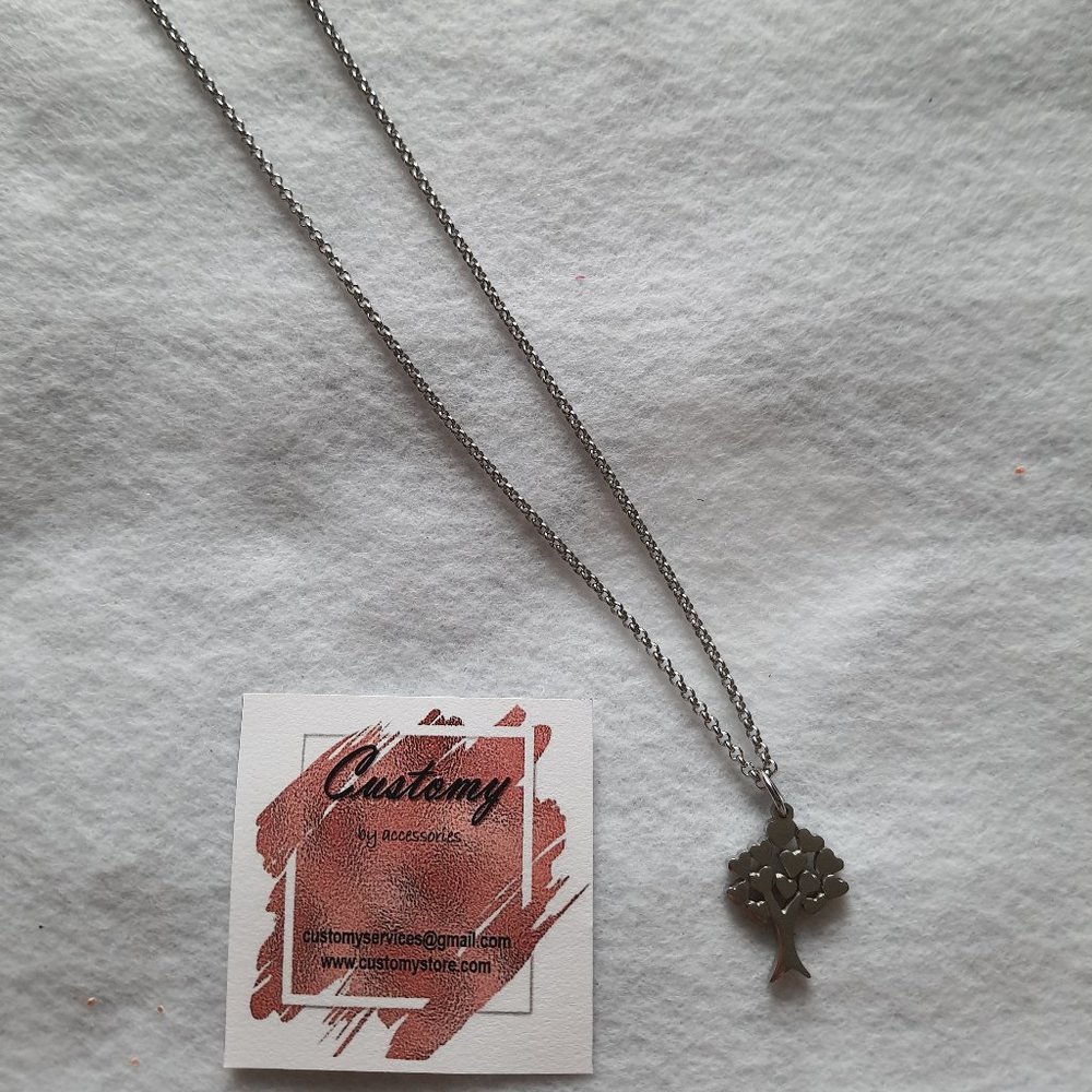 STAINLESS STEEL SILVER HEART LOVE TREE CHARM